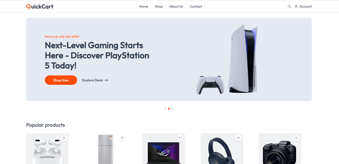 QuickCart: Modern E-Commerce Web App